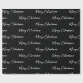 ブラックモダン・メリー・クリスマス・スクリプト・ギフト ラッピングペーパー (フラット)