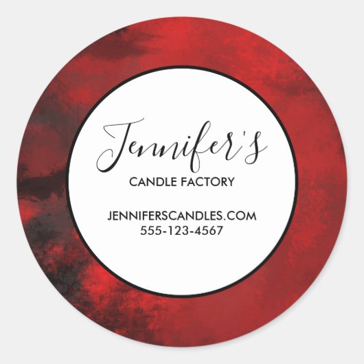 ブラックモダン&レッド抽象芸術 – ビジネス ラウンドシール (正面)