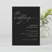 ブラックモダン・ロマン結婚ティック 招待状 (スタンド正面)