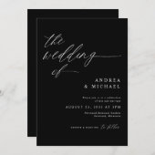 ブラックモダン・ロマン結婚ティック 招待状 (正面/裏面)