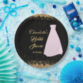 ブラックモダン&金ゴールドグリッターブライダルシャワー ペーパープレート (パーティー)