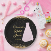 ブラックモダン&金ゴールドグリッターブライダルシャワー ペーパープレート (パーティー)