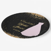 ブラックモダン&金ゴールドグリッターブライダルシャワー ペーパープレート (アングル)