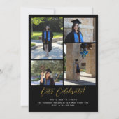 ブラックモダン&金ゴールドフォトアーチ卒業パーティー 招待状 (裏面)