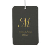 ブラックモダン&金ゴールドモノグラムスクリプト名カスタム カーエアーフレッシュナー (正面)