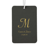 ブラックモダン&金ゴールドモノグラムスクリプト名カスタム カーエアーフレッシュナー (裏面)