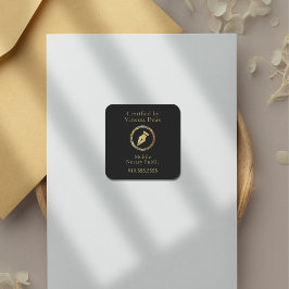 ブラックモダン&金ゴールド公証人ペン認証者 スクエアシール