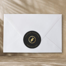 ブラックモダン&金ゴールド公証人ペン認証者 ラウンドシール