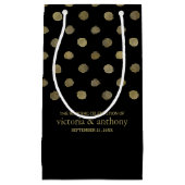 ブラックモダン&金ゴールド水玉模様結婚式の引き出物 スモールペーパーバッグ (正面)