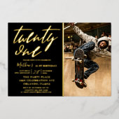 ブラックモダン&金ゴールド21'st誕生日招待状 箔招待状 (正面)