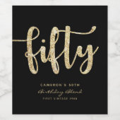 ブラックモダン&金ゴールド50誕生日パーソナライズされた ワインラベル (シングルラベル)