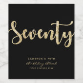 ブラックモダン&金ゴールド70誕生日パーソナライズされた ワインラベル (シングルラベル)