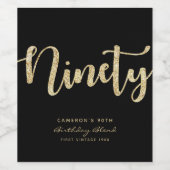 ブラックモダン&金ゴールド90誕生日パーソナライズされた ワインラベル (シングルラベル)