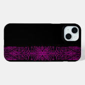 ブラックモダンiPhone 15 Plusケースのピンクパターン Case-Mate iPhoneケース (裏面 (横))