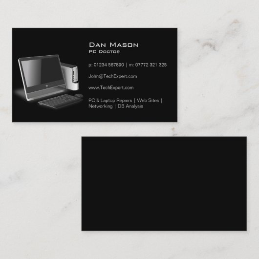ブラックモダンPCテクノロジ – 名刺 (正面/裏面)