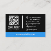 ブラックモダンqrコードとビジネスロゴ 名刺 (裏面)