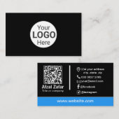 ブラックモダンqrコードとビジネスロゴ 名刺 (正面/裏面)