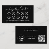 ブラックモダンQRコードのビジネスロゴ ロイヤリティカード (正面/裏面)