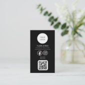 ブラックモダンQRコードソーシャルメディアの名刺 コーリングカード (スタンド正面)