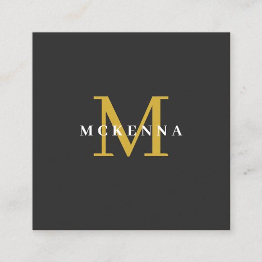 ブラックモダンQRコードプロフェッショナル スクエア名刺 (正面)