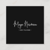 ブラックモダンQRミニマルコードプロフェッショナル スクエア名刺 (正面)