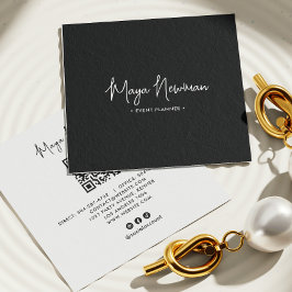 ブラックモダンQRミニマルコードプロフェッショナル スクエア名刺