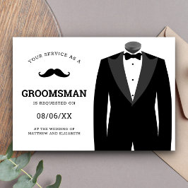 ブラックモダンTuxedoのGroomsmanリクエスト 招待状