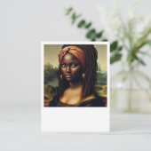 ブラックモナリサ再想像アートプリント- Afrocentric ポストカード (スタンド正面)