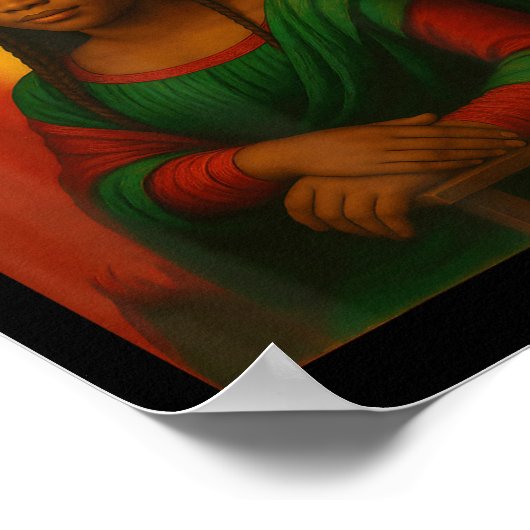 ブラックモナリザグラフィックアフロアフリカンアメリカン6月 ポスター (角)