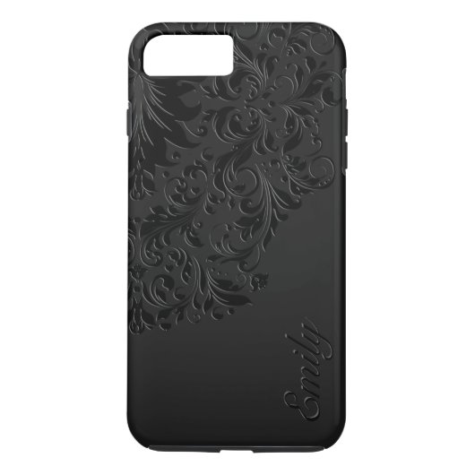 ブラックモノクロヴィンテージフローラレース Case-Mate iPhoneケース (裏面)