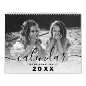 ブラックモノグラムあなたの家族26フォトコラージンググリッド カレンダー (カバー)