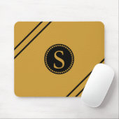 ブラックモノグラムと金箔ブラックストライプ製品 マウスパッド (マウス)