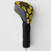 ブラックモノグラムに黄色のひまわり ゴルフヘッドカバー (アングル)