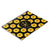 ブラックモノグラムに黄色のひまわり ノートブック (左側)