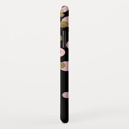 ブラックモノグラムのおよびバラゴールドフォイル紙吹雪 Case-Mate iPhoneケース (裏面/右)