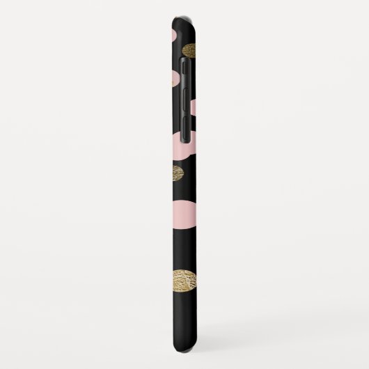 ブラックモノグラムのおよびバラゴールドフォイル紙吹雪 Case-Mate iPhoneケース (裏面/左)