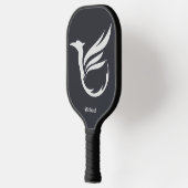 ブラックモノグラムのミニマリスト白モダンタカ ピックルボールラケット (左)