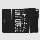 ブラックモノグラムのモダンゴルファーのライフはプロより優れている ゴルフタオル (横)