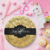 ブラックモノグラムの&金ゴールド50周年記念 ペーパープレート (パーティー)