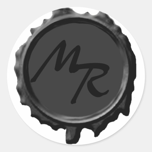 ブラックモノグラムシール結婚式用シール ラウンドシール (正面)