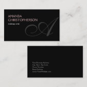 ブラックモノグラムスクリプトメイクアップアーティスト名刺 名刺 (正面/裏面)