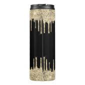 ブラックモノグラムスクリプト名金ゴールドグリッタードリップ タンブラー (裏面)