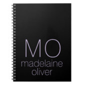 ブラックモノグラムノートブックジャーナルカスタムイニシャル ノートブック (正面)