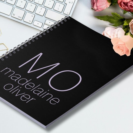 ブラックモノグラムノートブックジャーナルカスタムイニシャル ノートブック