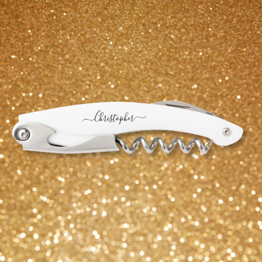 ブラックモノグラムビールワインコルクスクリュボトルオープナー ソムリエナイフ