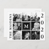 ブラックモノグラムファミリーフォトコラージュ ポストカード (正面/裏面)