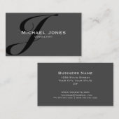 ブラックモノグラムプロフェッショナルエレガントモダン 名刺 (正面/裏面)