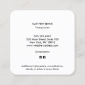 ブラックモノグラムプロフェッショナル写真家エンブレムB スクエア名刺 (裏面)