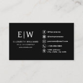 ブラックモノグラムミニマリストのソーシャルメディアのアイコン 名刺 (正面)