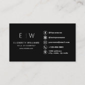 ブラックモノグラムミニマリストのソーシャルメディアのアイコン 名刺 (正面)